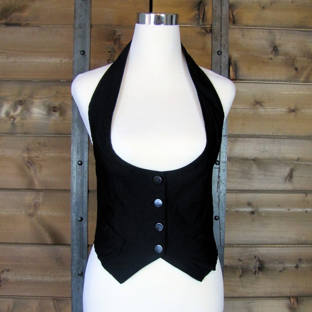 Lipstick Black Button-Down Vest - L